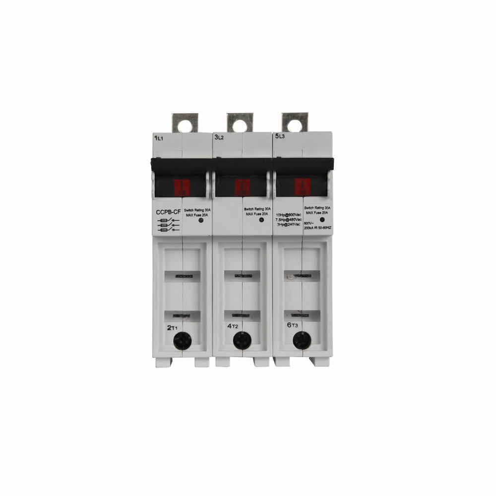 CCPB-3-60CF CUBEFuse Compact Finger Safe Circuit Protector Base, 600 VAC, 60 A, 3 Poles, Class CF Fuse
