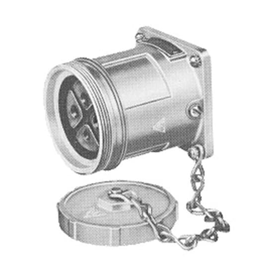 JRF1044F Russellstoll J-Line Basic Weathertight Pin and Sleeve Receptacle With Spring Hinged Flap Cover, 600 VAC, 100 A, 4 Poles, 4 Wires