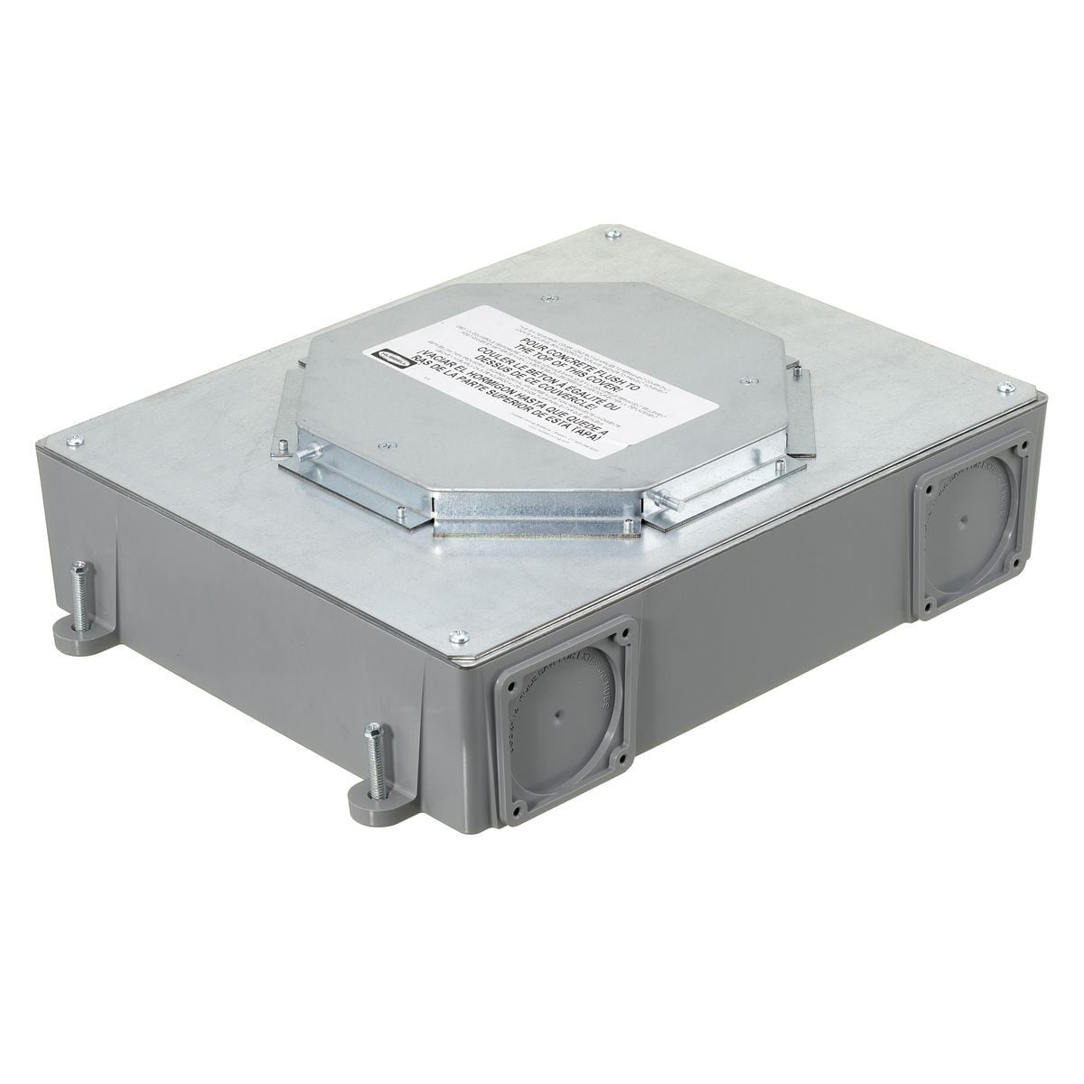 CFB4G30PFBRE SystemOne ETERNAL Recessed Floor Box, PVC, 51 cu-in Capacity, 4 Gangs, (2) Knockouts, 3.88 in H x 11.2 in W x 15.7 in L