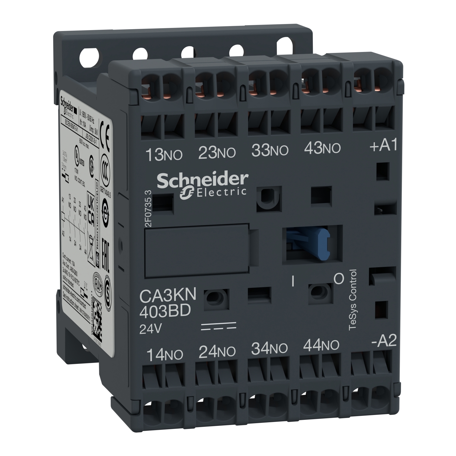 CA3KN403BD TeSys K IEC Control Relay, 10 A, 4NO 4 Form A Contact, 110 V DC V Coil