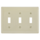 Hubbell Wiring Device Kellems, Wallplates and Box Covers, Wallplate,Nylon, 3-Gang, 3) Toggle, Almond