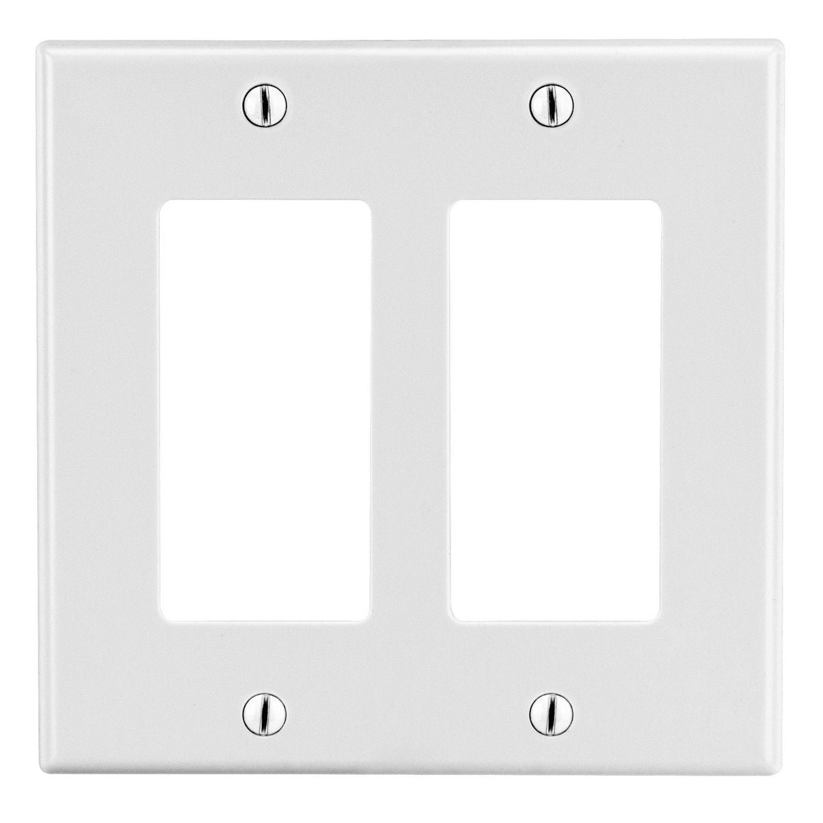 PJ262W Mid-Size Wall Plate, 2 Gangs, 5 in W x 4.94 in H, Polycarbonate Thermoplastic, White