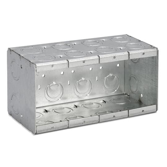 4-MB Steel City Deep Welded Masonry Box, Steel, 93.5 cu-in Capacity, 4 Gangs, 4 Outlets, 20 Knockouts