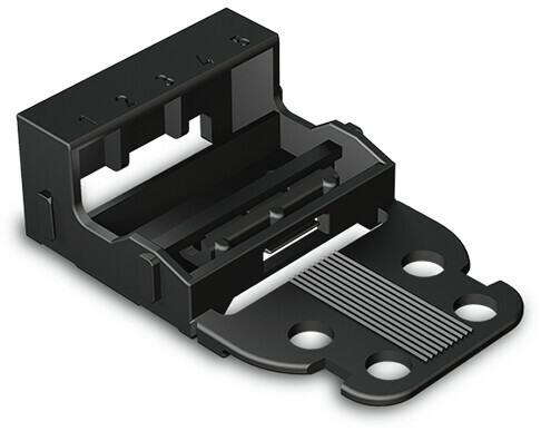 Mounting carrier for screw mounting - Wago (221 series) - for 4mm2 - Black color - compatible with 5-conductor term. blck.