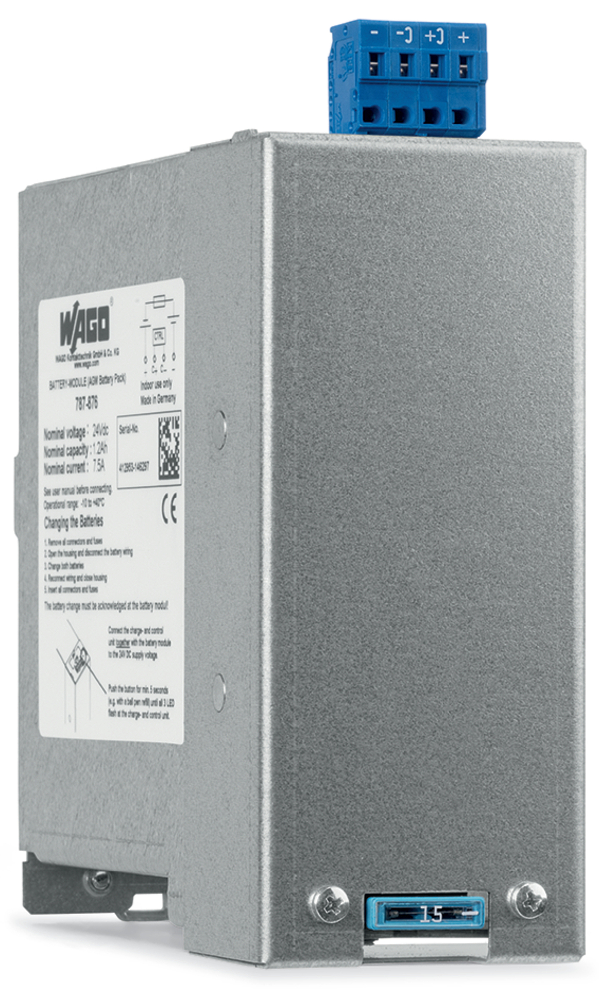 787-876 787 Rechargeable Battery Module, Lead-Acid, 24 V DC Nominal, 7.5 A Nominal