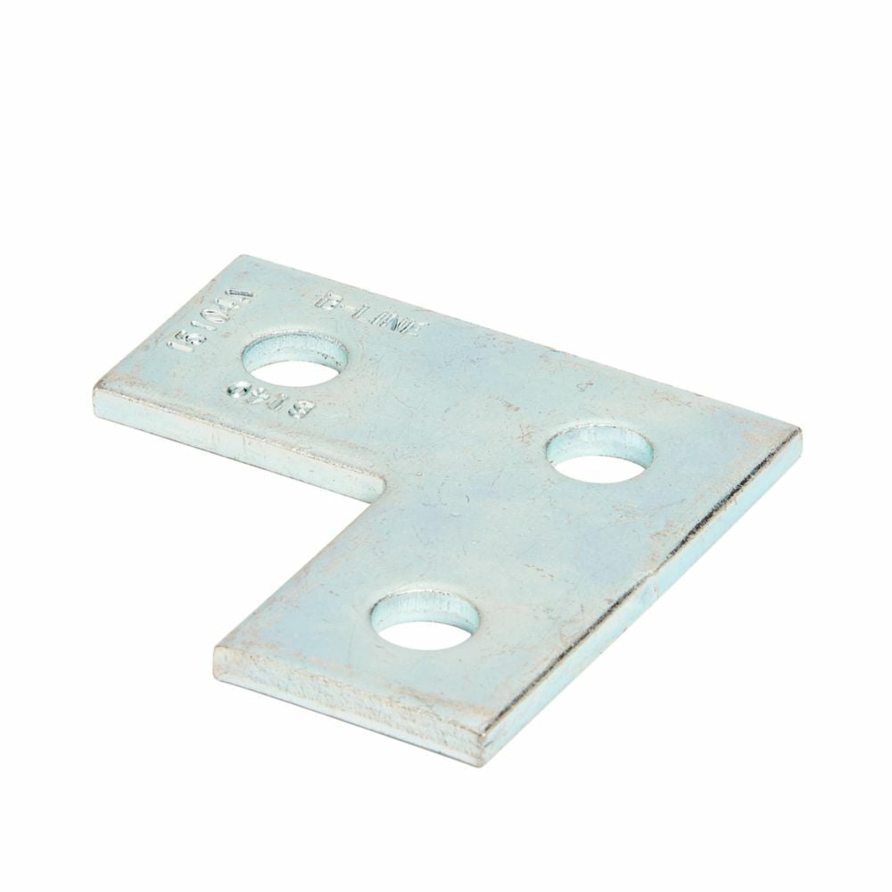 B140GRN Flat Corner Plate, 3 Holes, 3-1/2 in L x 3-1/2 in W x 1/4 in THK, Strip Steel