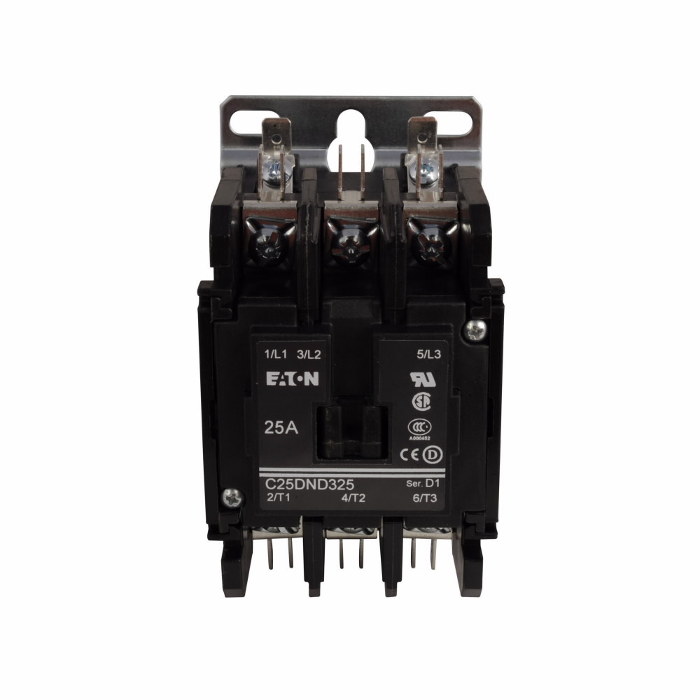 C25DND340B D Frame Definite Purpose Contactor With Metal Mounting Plate, 208/240 V AC V Coil, 40/50 A, 3 Poles