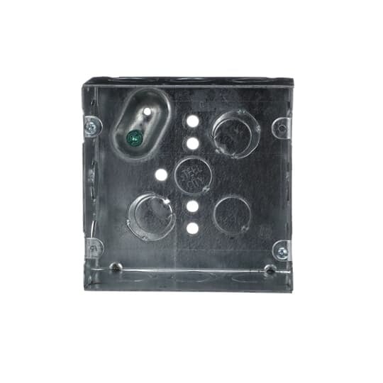 72171-1/23/4ECN Steel City Outlet Box, Steel, 42 cu-in Capacity, (1) Outlets, (16) Knockouts, 4-11/16 in H x 4-11/16 in W x 2-1/8 in D