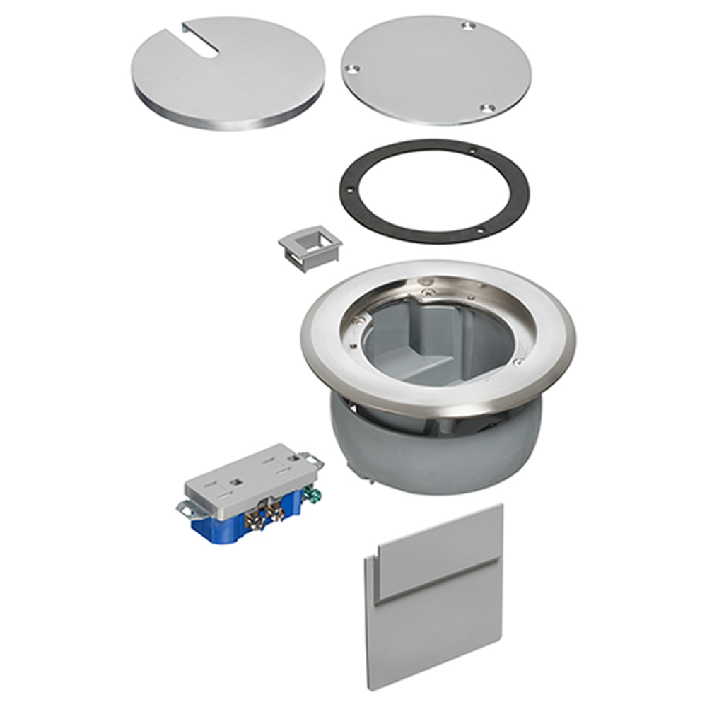 FLBC4560DNL InBox Recessed Floor Box Cover Kit, 5.7 in Dia, Nickel/Plastic