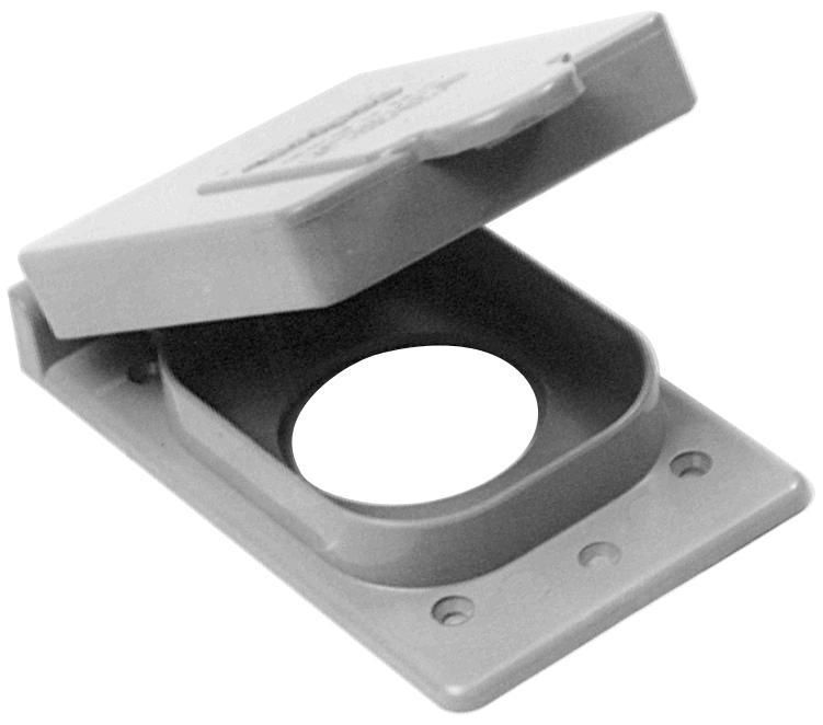 078905 Weatherproof Cover, 4.9 in L x 2.85 in W x 0.63 in D, Single Receptacle Cover, PVC