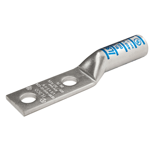 CLND-400-12-134 SureCrimp CLND 2-Hole Lug Compression Connector, 4/0 AWG to 400 kcmil Flex Copper Conductor, Die Code: ILD-76, 1/2 in Stud, Tin Plated Copper