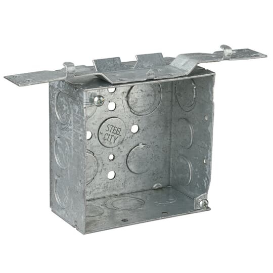 52171-V-1/2-3/4 Steel City Outlet Box, Steel, 30.3 cu-in Capacity, (1) Outlets, (17) Knockouts, 4 in H x 4 in W x 2-1/8 in D