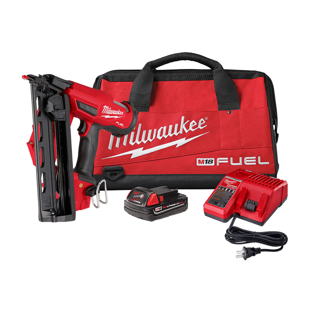 2841-21CT M18 Fuel Cordless Angled Finish Nailer Kit, For Fastener Type: 16 ga Angled Finish Nail, 110 Magazine, 12.75 in OAL, Battery