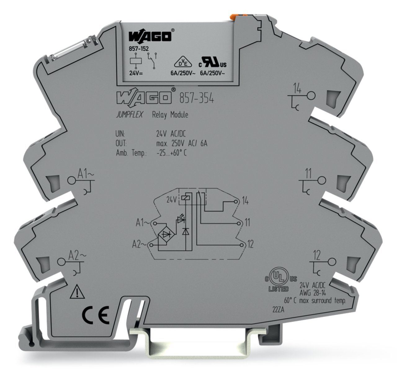 857-354 857 1 Changeover Contacts Relay Module, 6 A, 300 V V Coil