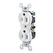 5320-IUP Duplex Grounding Ultrasonic Welded Straight Blade Receptacle, 125 VAC, 15 A, 2 Poles, 3 Wires, Ivory