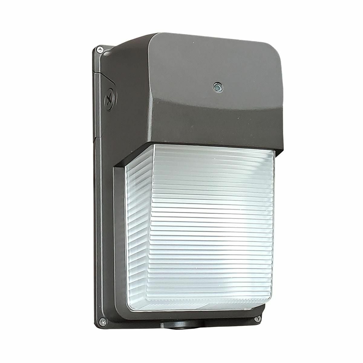 Wallpack, Wall (surface), LED, 5000 K, Lamp Included: Yes, Button Photocontrol, 120-277 VAC, Dark Bronze Matte Textured.