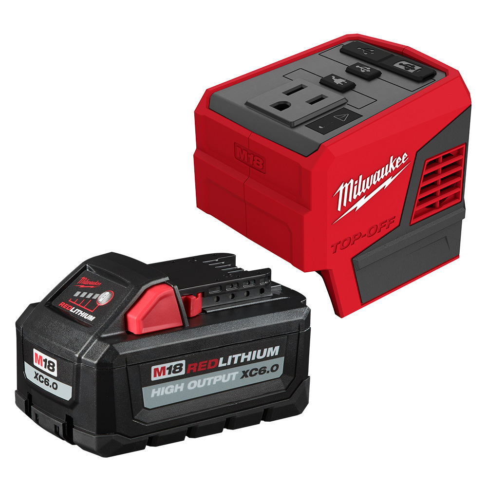 2846-21HO M18 TOP-OFF Portable Powered Compact Inverter, For Use With M18 Products, Li-Ion Battery, (1) Batteries