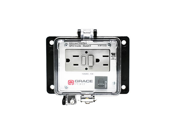 H-RF15-K2 H Series GFCI Receptacle, 120 V AC, 20 A, Black