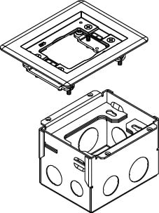 880W1817B 1-Gang Triple Service Floor Box, Metal, 1 Gang, 4-15/16 in L x 3-3/4 in W x 3-7/16 in H