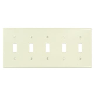 78023 Standard Size Traditional Wall Plate, 5 Gangs, 9.99 in W x 4.5 in H, Thermoset, Light Almond