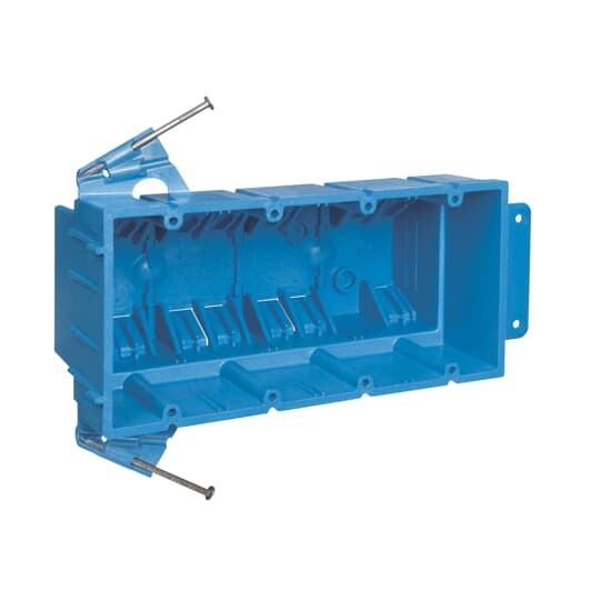 BH464A Carlon New Work Non-Metallic Outlet Box, PVC, 64 cu-in Capacity, 4 Gangs