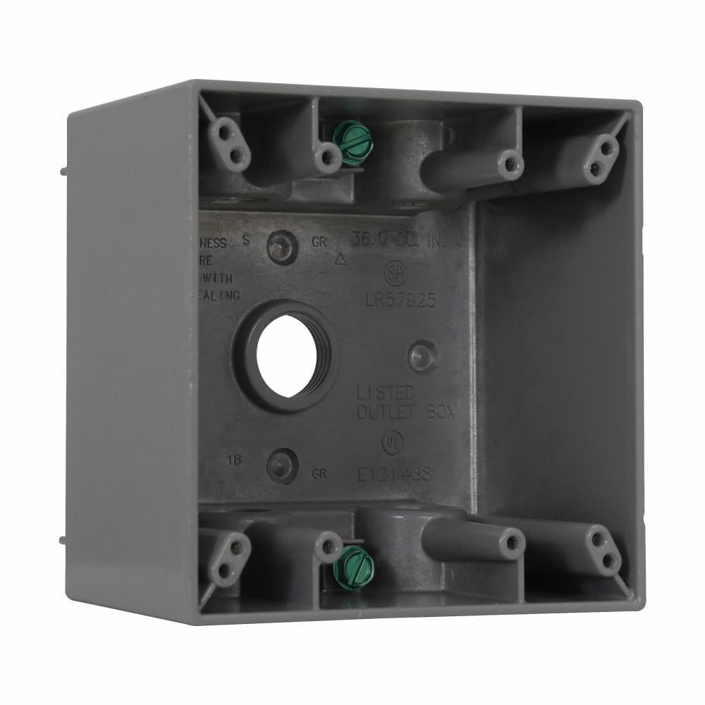 TP7130 Weatherproof Outlet Box, Die-Cast Aluminum, 37 cu-in Capacity, 2 Gangs, 5 Outlets, 5 Knockouts, 4-1/2 in W x 2-21/32 in D x 4-1/2 in H
