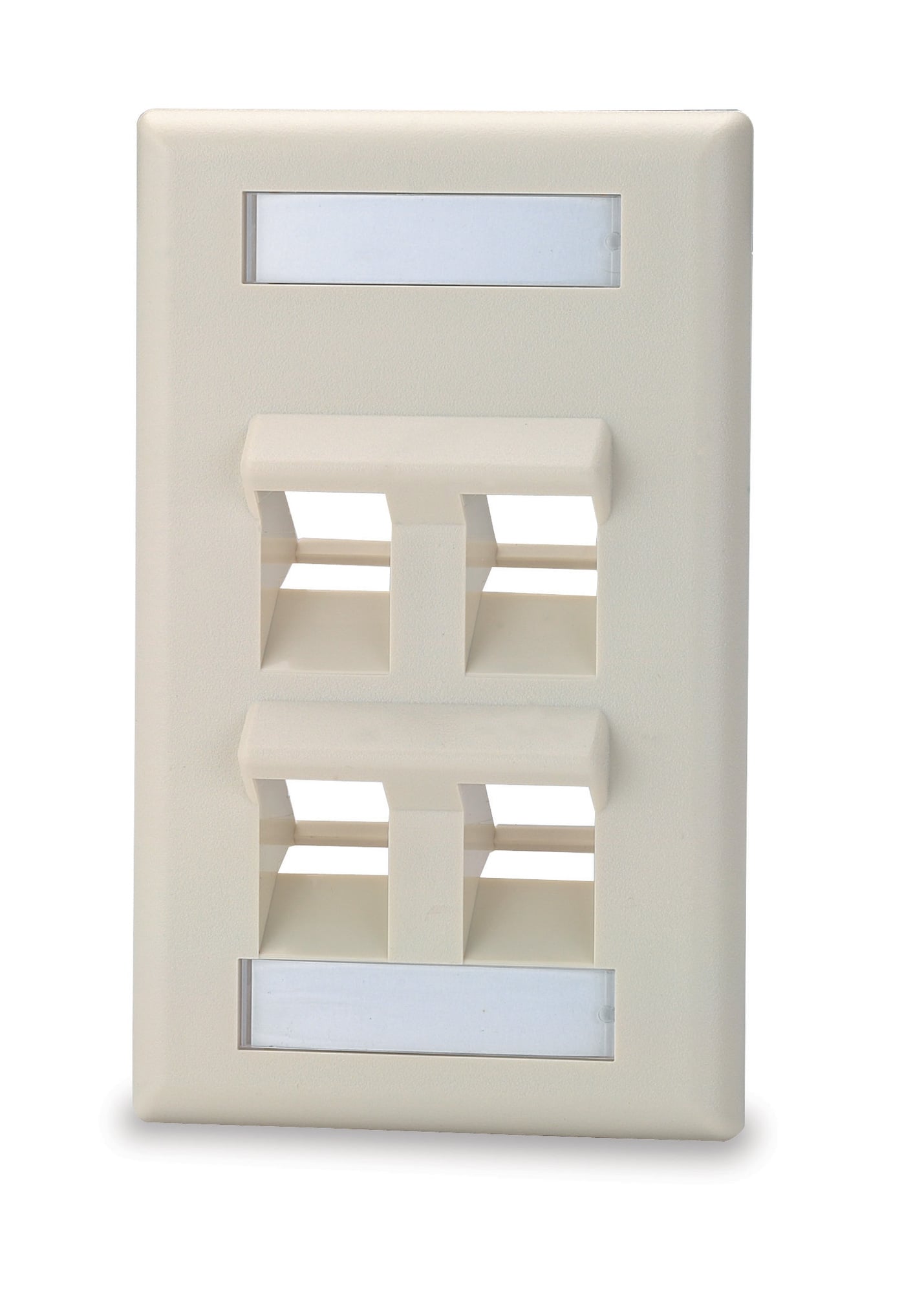 4-Port Single Gang Angled Faceplate, Ivory