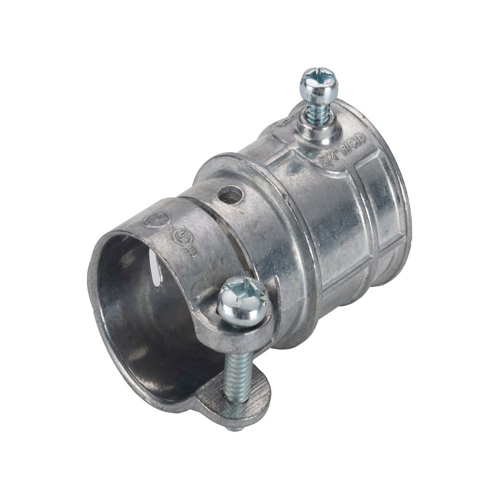 282-DCR Bridgeport Mighty-Merge Setscrew Transition Coupling, 3/4 in, For Use With Mighty-Merge Threadless Rigid Conduit to FMC Fitting, Die Cast Zinc, Ball Burnished/Mirror Smooth