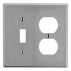 Hubbell Wiring Device Kellems, Wallplates and Box Covers, Wallplate,Non-Metallic, 2-Gang, 1) Duplex 1) Toggle, Gray