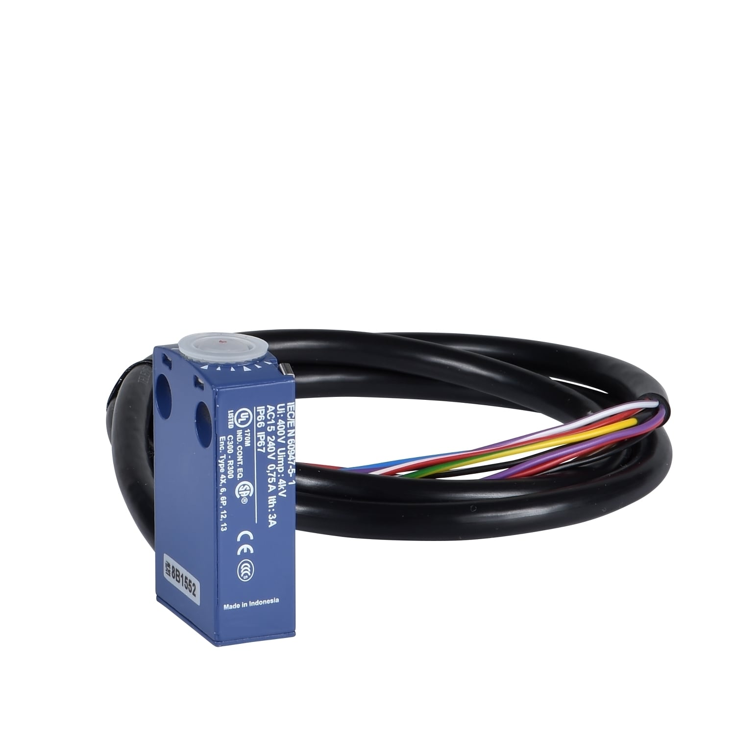 ZCMD41L1 OsiSense 4-Pole Fixed Limit Switch Body With Positive Opening, 2NO-2NC Contact, For Use With XCMD Standard Format Limit Switch, 1.5 A at 240 V AC, 0.1 A at 250 V DC Contact
