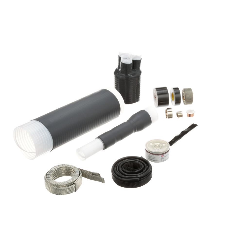 7000133179 QT-III 7600-T-3G Cold Shrink Termination Kit, 3 Pieces, For Use With Three Core Tape Shield, UniShield and Wire Shield Power Cable, Silicone Rubber, Black