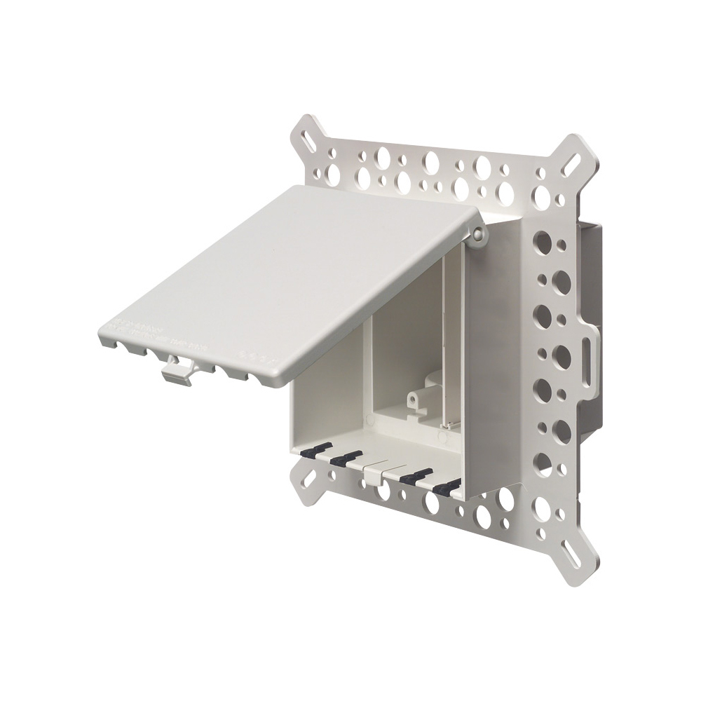 DBVM2W InBox 1-Piece Low Profile Electrical Box, Plastic, 22 cu-in Capacity, 2 Gangs, 9.058 in L x 8.992 in W x 5.142 in D