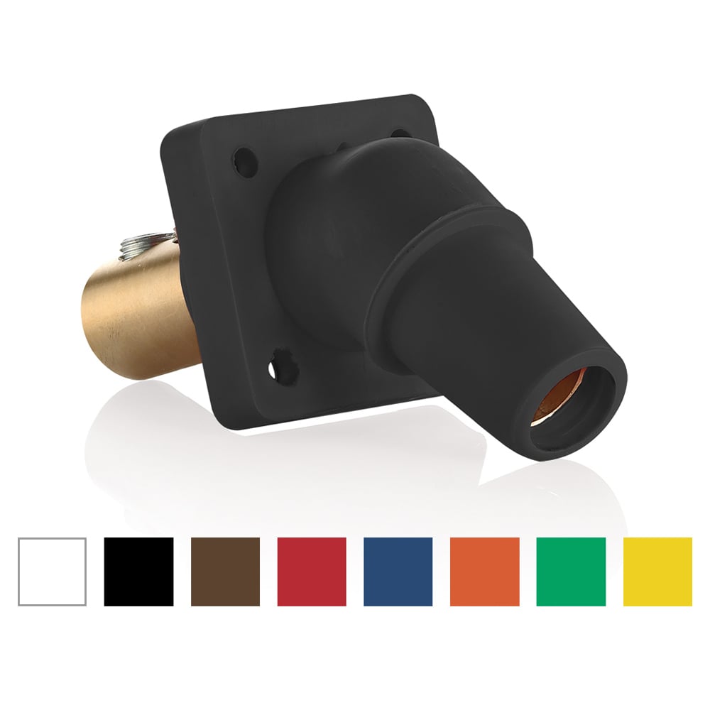 16R28-UB Rhino-Hide 16 Series 45 deg Cam Type Female Taper Nose Single Pole Receptacle, 600 V AC, 400 A, 1/0 to 4/0 AWG Wire, Double Set Screw Connection, NEMA 3R NEMA Rating