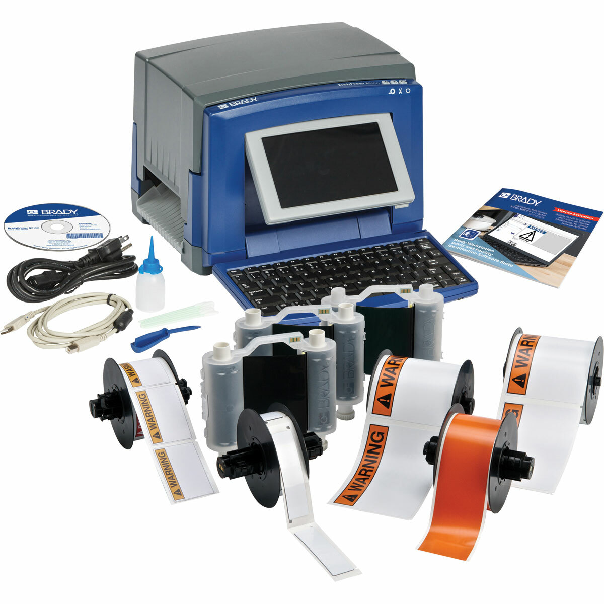 S3100W-ARC-KIT Keyboard Barcode Capable Single Color Sign and Label Printer Kit, 4-1/4 in W Tape, 0.05 to 3.5 in Text Font, 110 to 240 V AC, Color Touchscreen Display