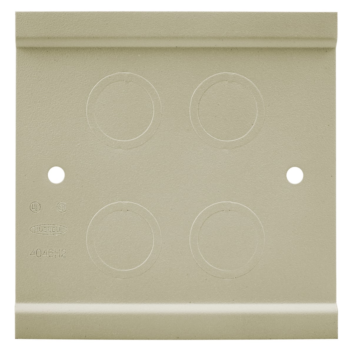 HBL4746H2IV 2-Gang Standard Tap-Off Fitting, For Use With HBL4750 Series Metal Raceways, (4) Concentric 1/2 and 3/4 in Trade Knockout, NEMA 1 Enclosure, PVC, Black