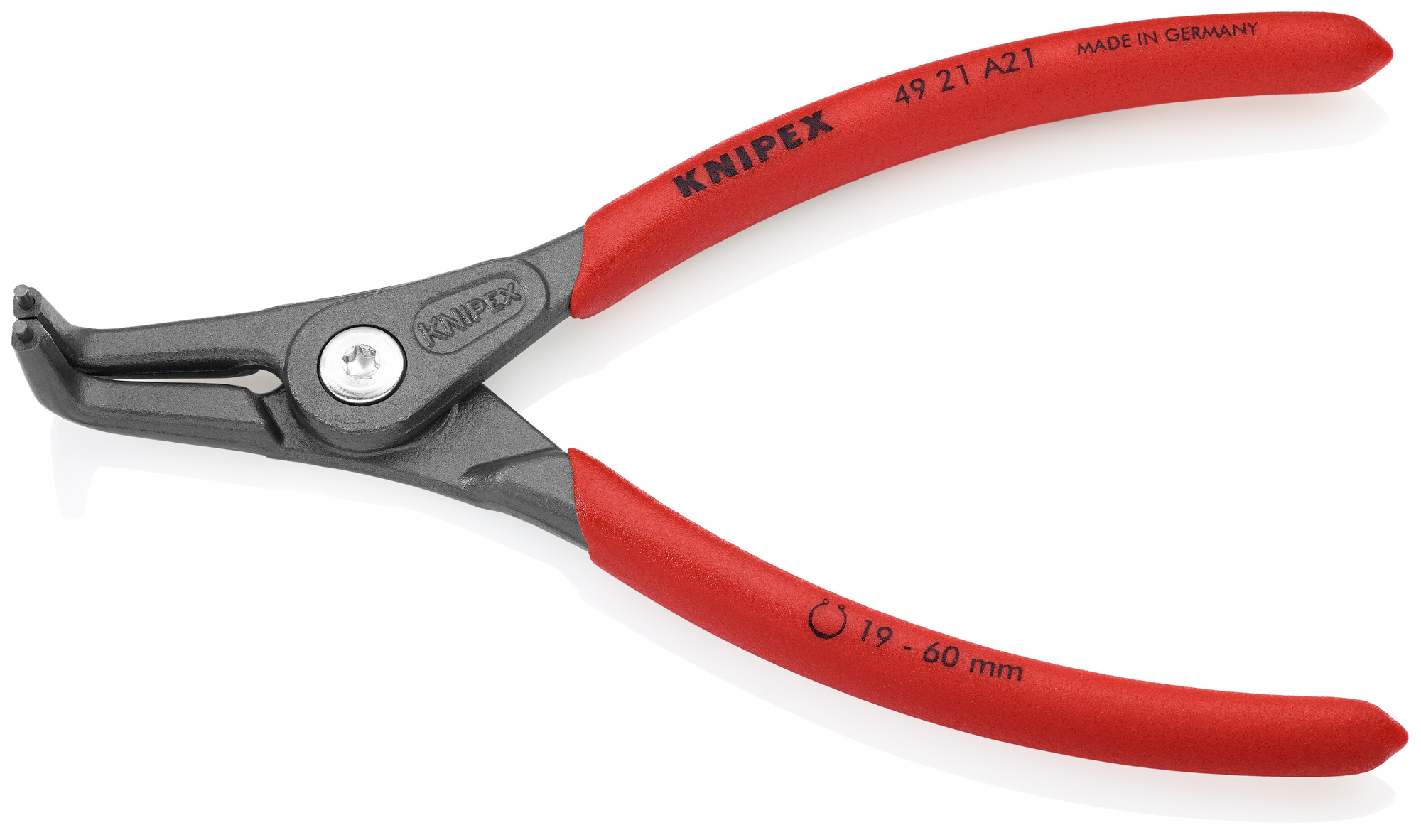 External 90° Angled Precision Snap Ring Pliers, 6 1/2 in., Non-slip plastic, 5/64 in. Tips, Bulk