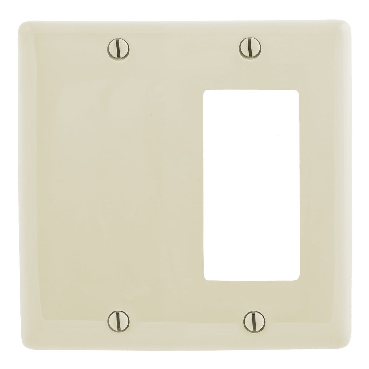 NP1326LA Standard Combination Wall Plate, 2 Gangs, 4.68 in W x 4.63 in H, Nylon, Light Almond