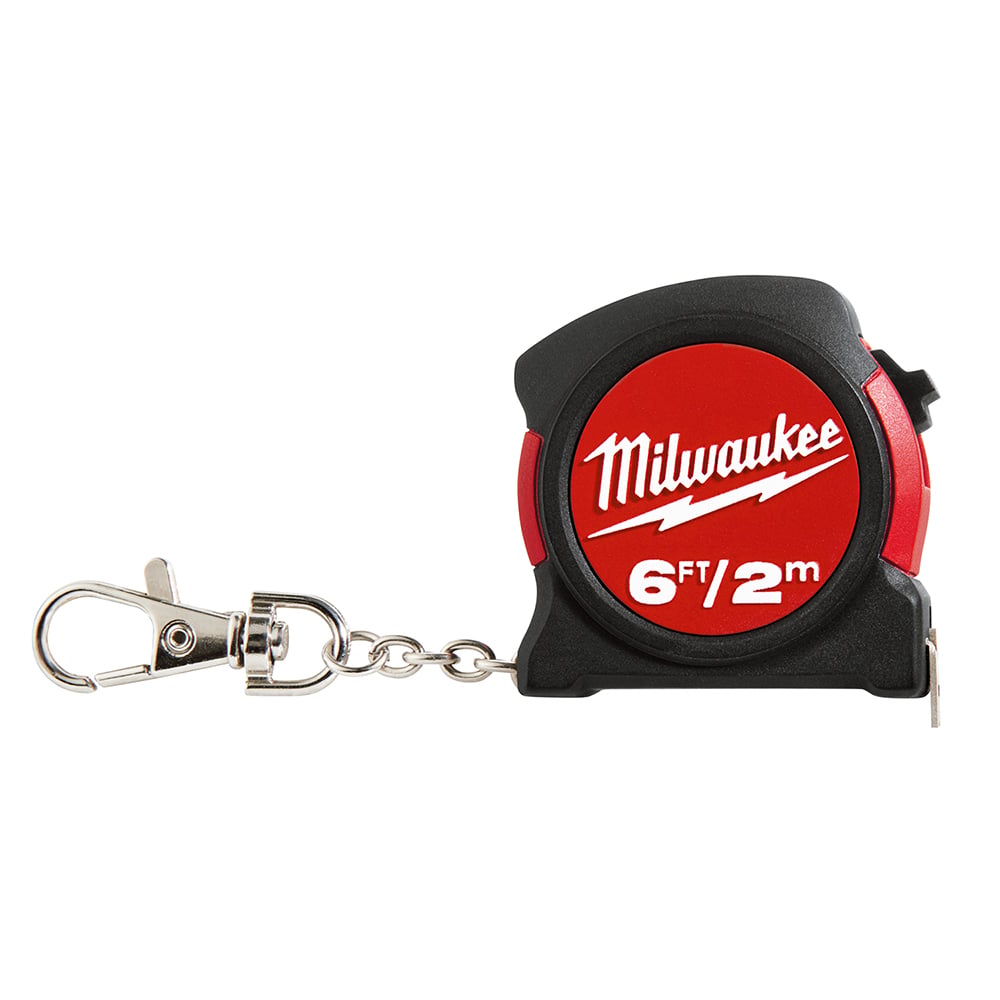 48-22-5506 Measuring Tape With Belt Clip and Key Chain, 6 ft L x 13 mm W Blade, Steel Blade, 1/16 in Top, 1 mm Bottom Graduation