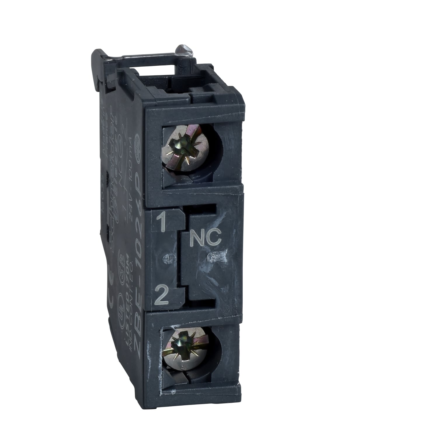 ZBE202 Harmony Single Standard Contact Block, 22 mm, 1NC Contact, 10 A at 600 V AC, A600 to Q600 Contact, Silver Alloy Contact