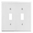 Hubbell Wiring Device Kellems, Wallplates and Box Covers, Wallplate,Non-Metallic, Mid-Sized, 2-Gang, 2) Toggle, White