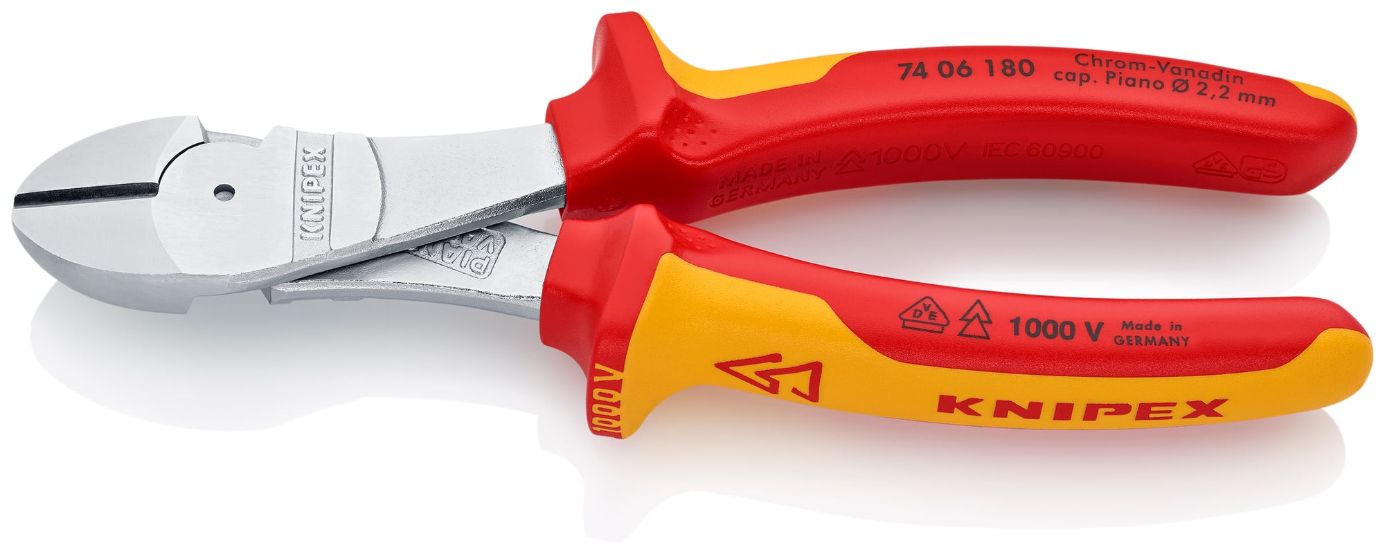 High Leverage Diagonal Cutters-1000V Insulated, 7 1/4 in., Multi-Component, VDE