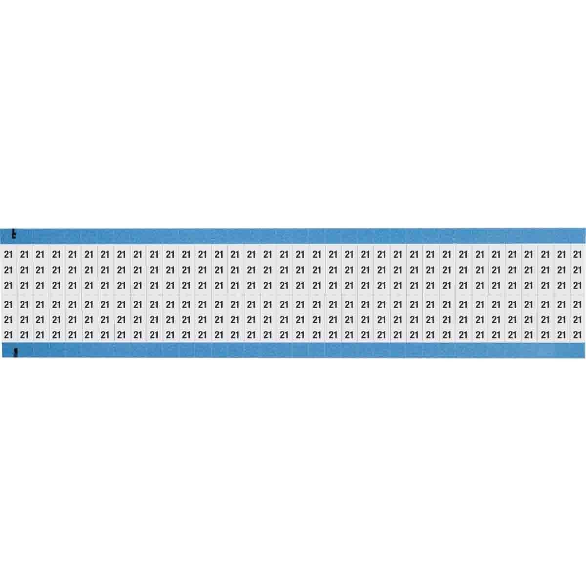 WM-21-SC-PK WM Series Die-Cut Pre-Printed Solid Number Wire Marker Card, 3/4 in L x 1/4 in W, Black on White, B-500 Repositionable Vinyl Coated Fabric, 72 Markers per Card