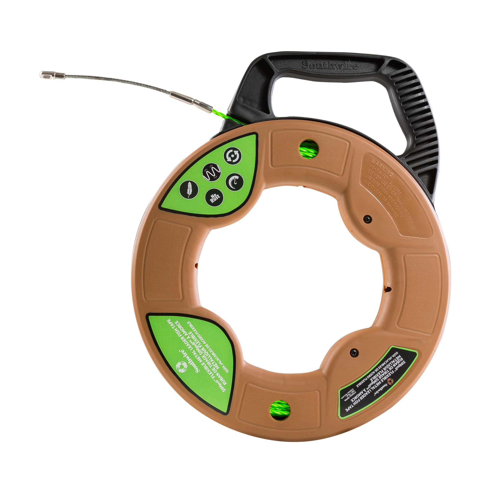 598970 SIMpull Flexible Fish Tape, 75 ft L Tape, Fiberglass Tape, Green