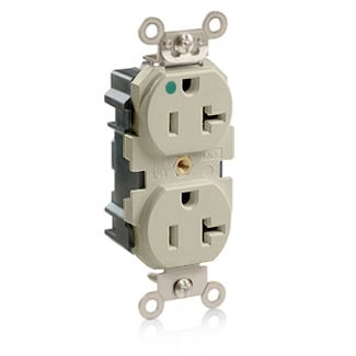 M8300-I 1-Phase Duplex Extra Heavy Duty Wide Body Straight Blade Receptacle, 125 V AC, 20 A, 2 Poles, 3 Wires, Ivory