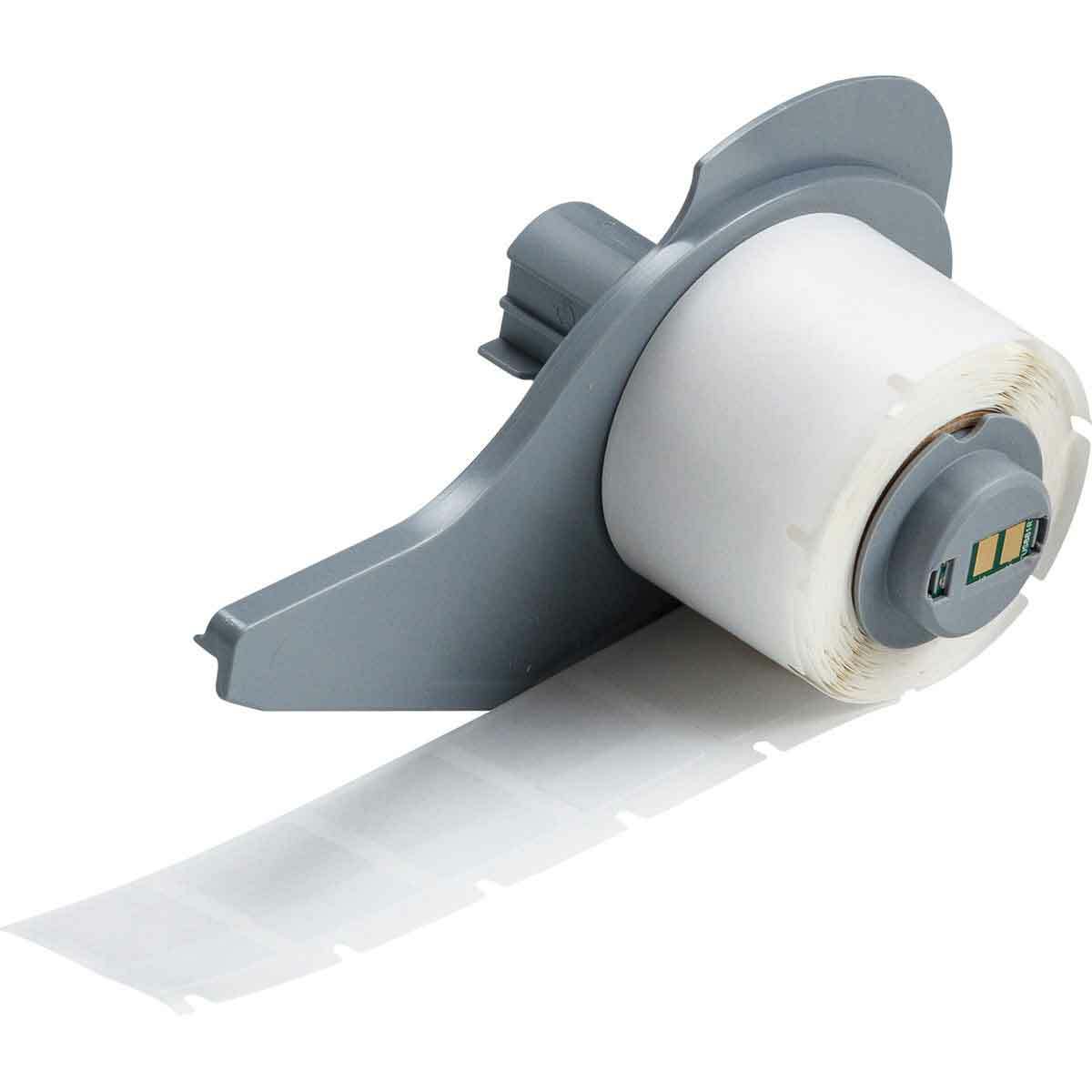 M71-18-427 BMP71 Blank Rectangular Self-Laminating Thermal Transfer Label, 1 in L x 3/4 in W, Blank Legend, Clear/White, B-427 Vinyl