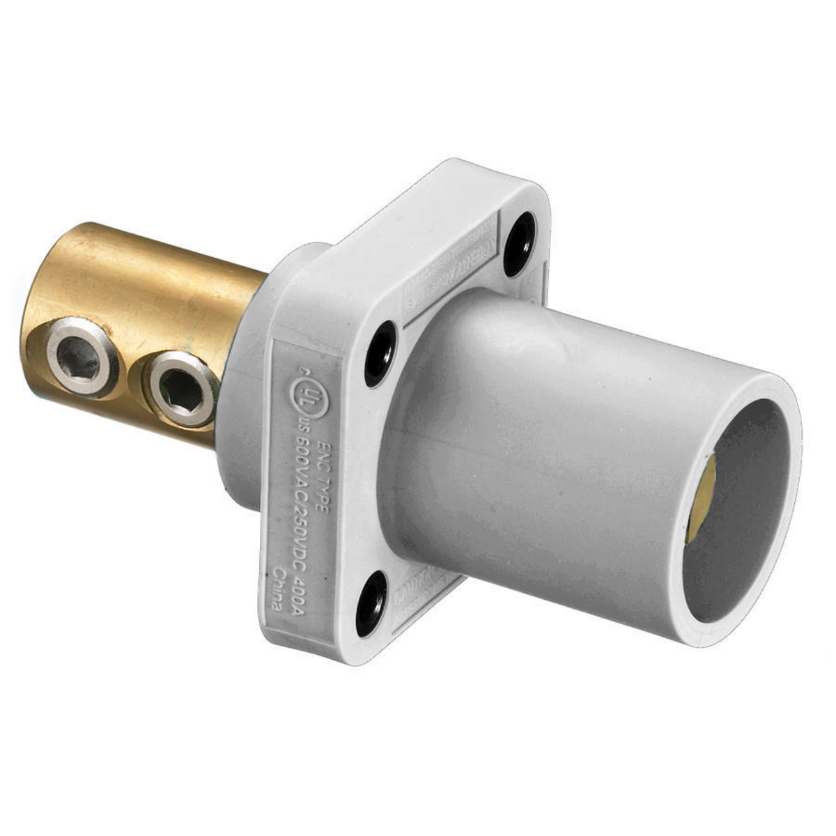 HBLMRW 1-Phase 1-Pole Male Heavy Duty Single Pole Receptacle, 600 V AC/250 V DC, 400 A, 4 to 4/0 AWG Wire, Screw Terminal Connection, 3R/4X/12K NEMA Rating