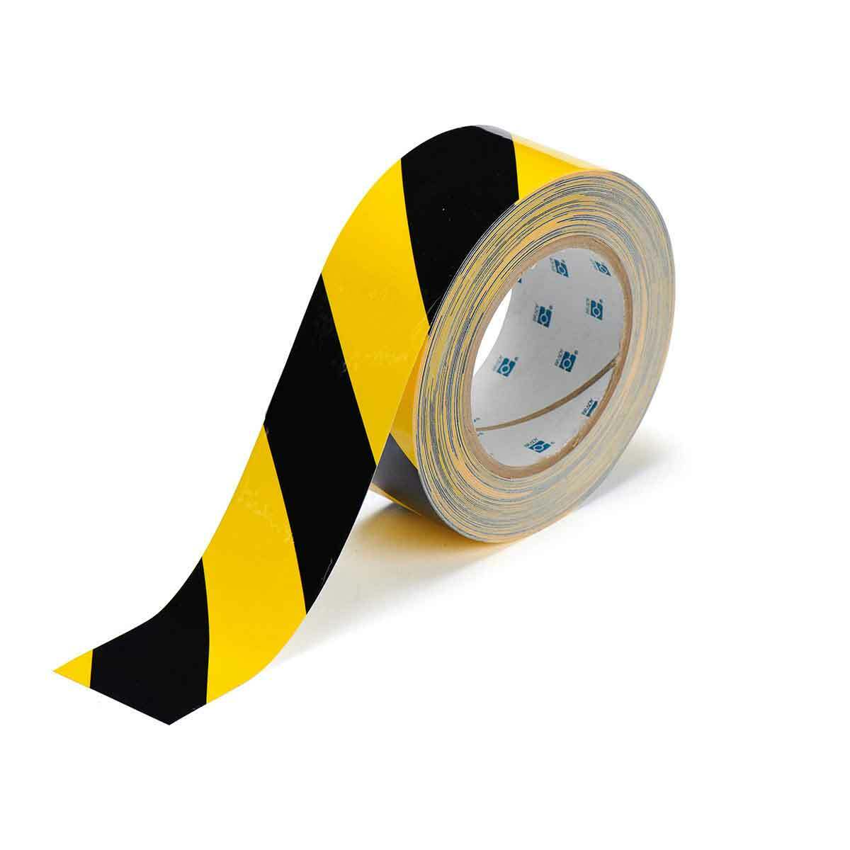 104317 ToughStripe Non-Reflective Overlaminate Floor Marking Tape, 100 ft L x 2 in W, Black on Yellow, B-514 Polyester