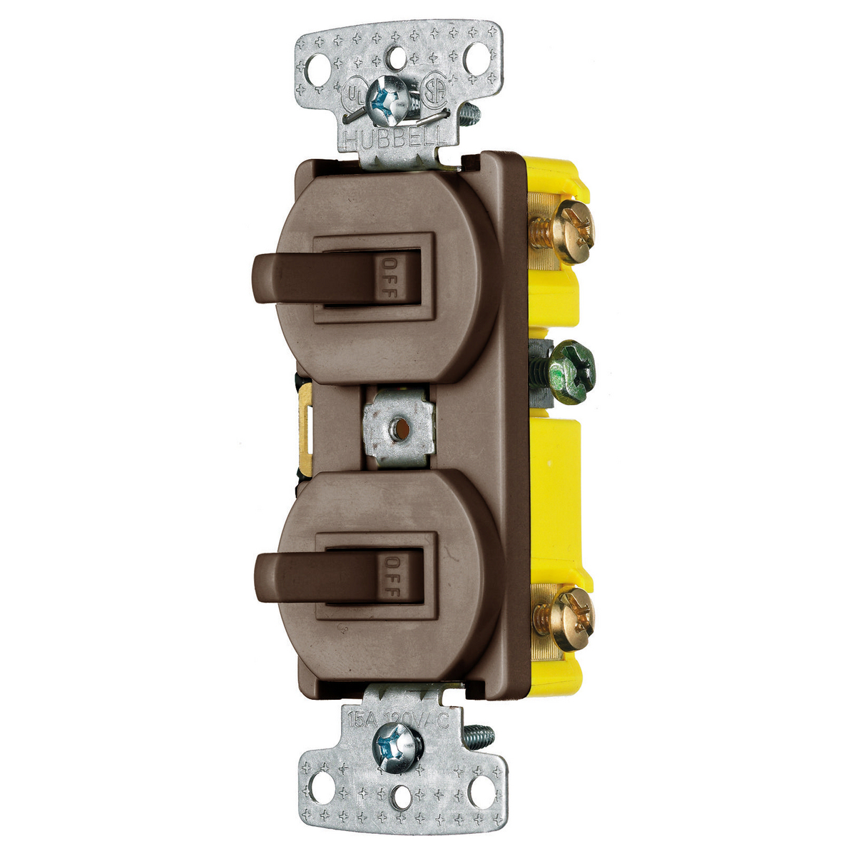 RC303 3-Way Self-Grounding Traditional Standard Combination Toggle Switch Combination Device, 120 VAC, 15 A, 1800 W Power Rating, 2-Position Contact