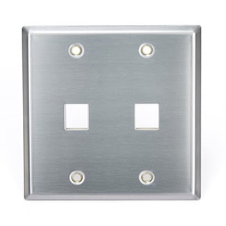 43080-2S2 QuickPort Standard Size Wallplate, 2 Gangs, 4-1/2 in W, 302 Stainless Steel, Surface Mount