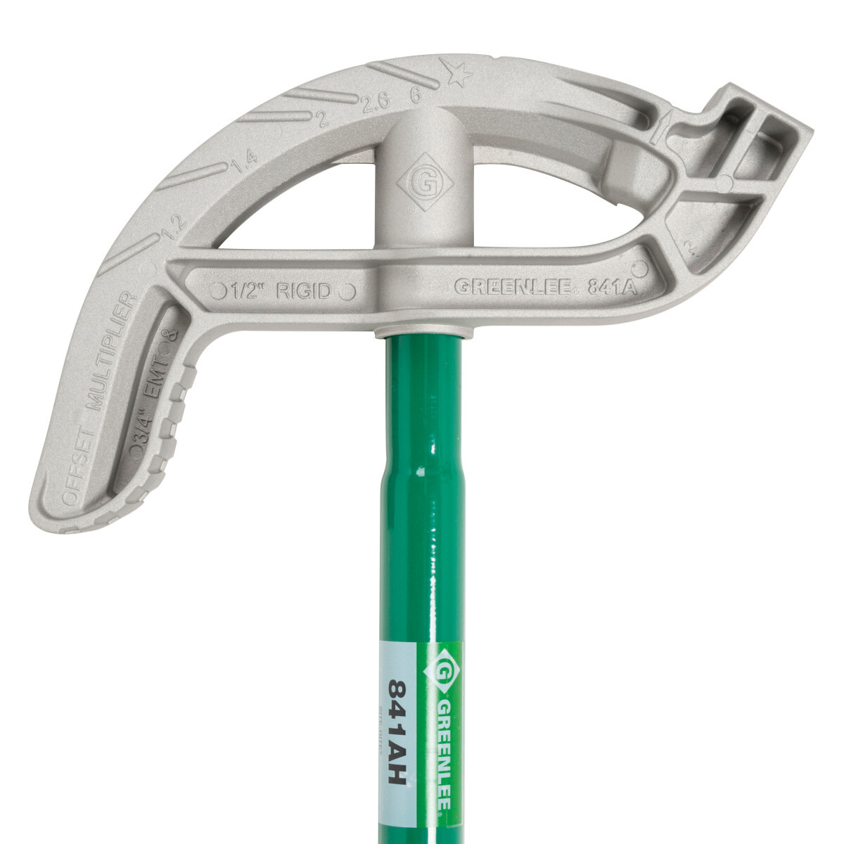 841AH Site-Rite Hand Bender Head With Handle, 10/22.5/30/45/60 deg Bend, 5-1/8 in Bend Radius, For Pipe Dia 3/4 in EMT, 1/2 in Rigid/IMC